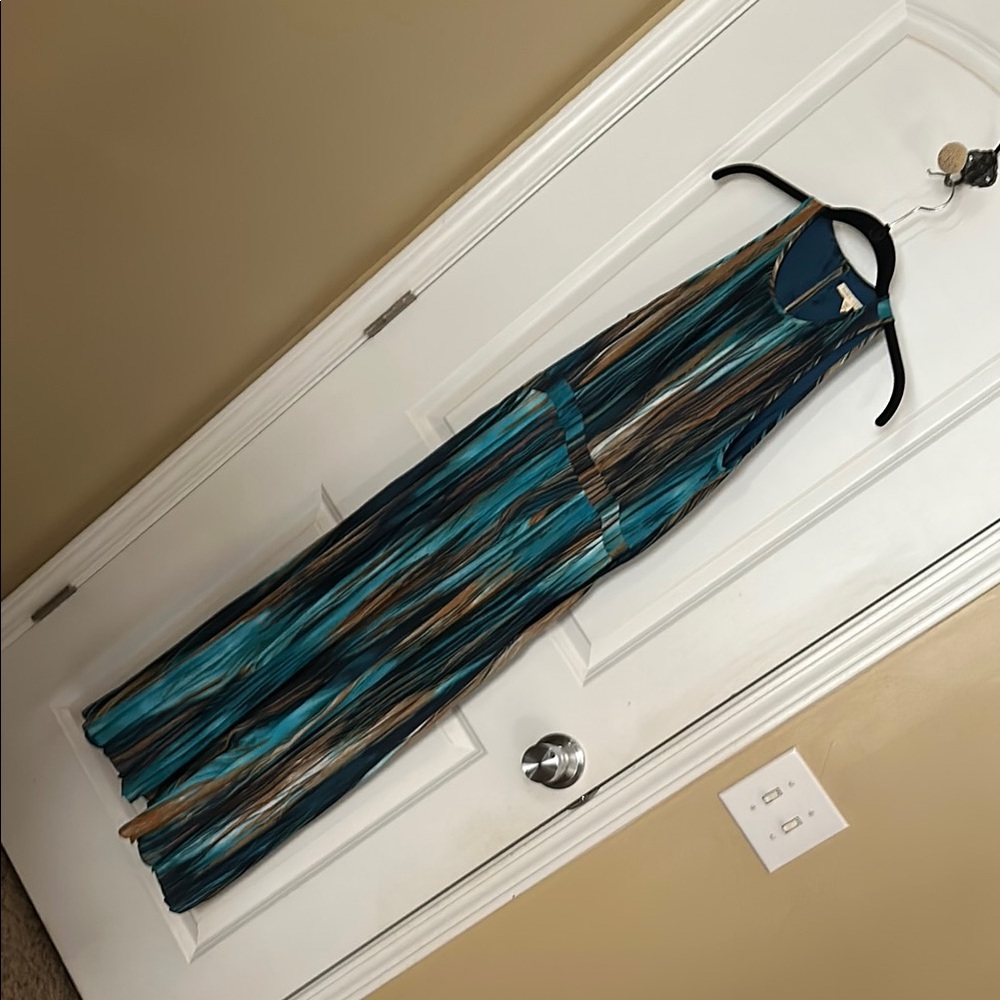 Teal and Brown Sleeveless dress